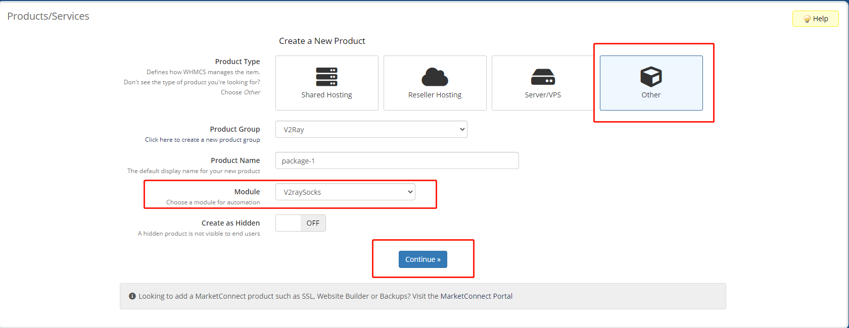 Create a new product